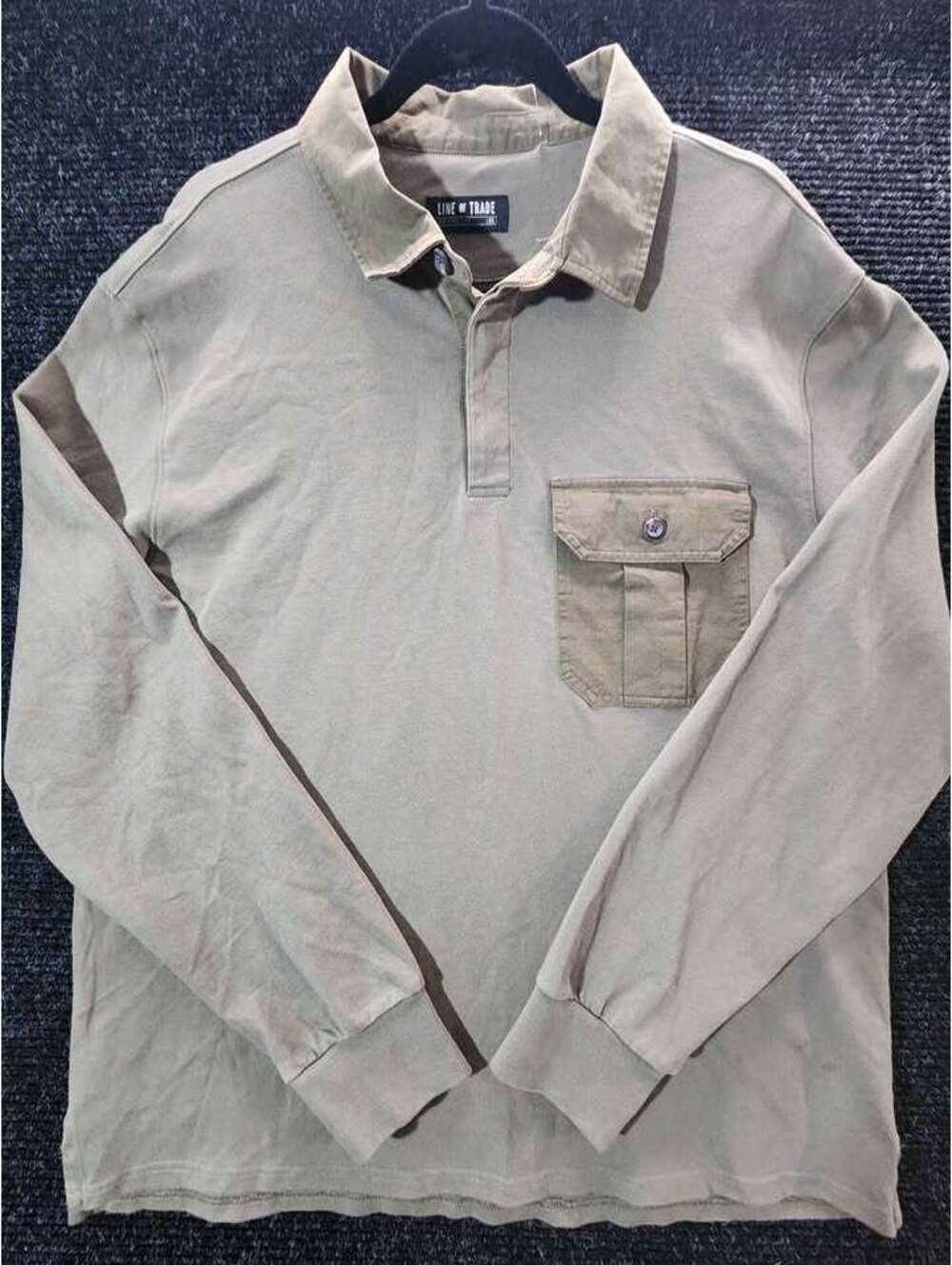 Line of Trade, Olive Green, Men's Long Sleeve Polo Shirt, Lg